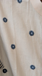 Blue and white Striped Top with blue floral Embroidery