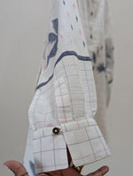 White with blue bird border muslin jamdani top