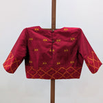 Aaradhya - Maroon rawsilk with ikat rawsilk