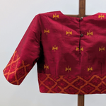 Aaradhya - Maroon rawsilk with ikat rawsilk