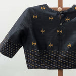 Aaradhya - Black rawsilk with ikat rawsilk