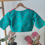 Amutha - blue rawsilk with multicoloured yoke