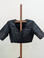Aaradhya - Black rawsilk with ikat rawsilk