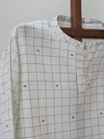 Off-White with grey checkered muslin jamdani top