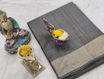Charcoal grey Tassars Saree