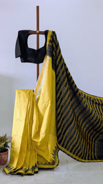 Sunshine yellow with black double palla Berhampur Patta