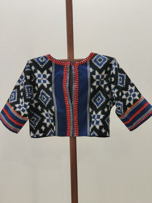 Anaghai - Black with indigo blue Telia Rumal Blouse