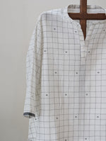 Off-White with grey checkered muslin jamdani top