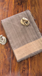 Brownish grey coloured  Tassar Saree (Copy)