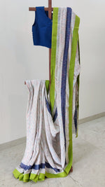 Off white with blue and green raindrops in Ambara Charaka