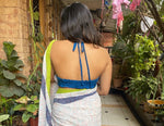 Off white with blue and green raindrops in Ambara Charaka