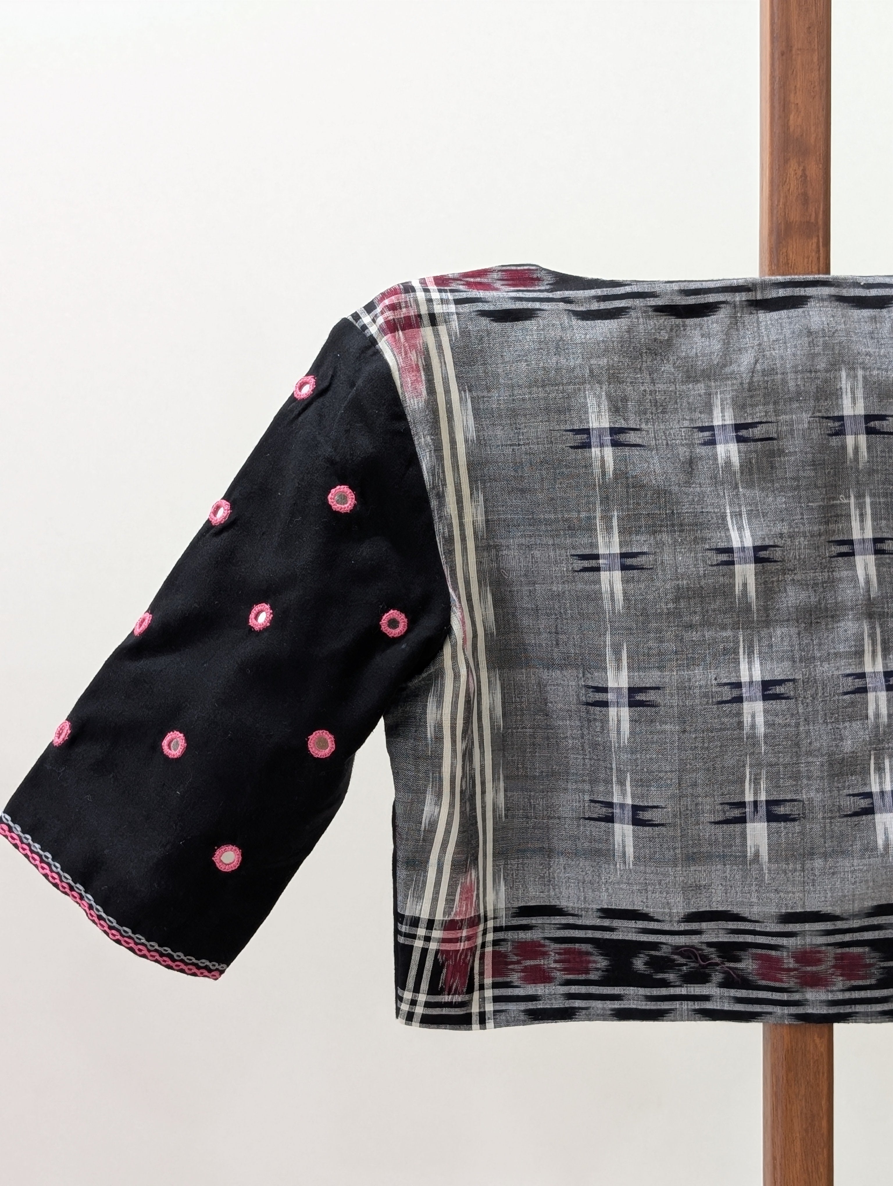 Black woven fabric rumal blouse