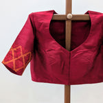 Aaradhya - Maroon rawsilk with ikat rawsilk