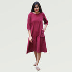 Maroon Kotpad A-line Embroidered Dress