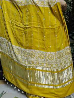 Ochre Yellow Modal Saree with Embroidery