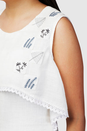 Attached Crop-top Embroidered Dress - Kapaas N Resham