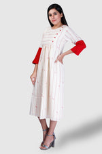 Red Buta Pleated Dress - Kapaas N Resham