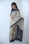 Gheecha Tassars Saree - Black Border - Kapaas N Resham