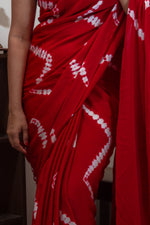 Red Shibori Modal Saree