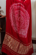Red Shibori Modal Saree