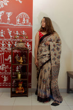 Biege Printed Modal Saree - Design 1