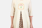 Khadi and block print embroidered kurta - Off-white - Kapaas N Resham