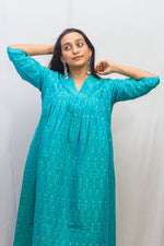 Copper Sulphate Blue Ikat Kurta