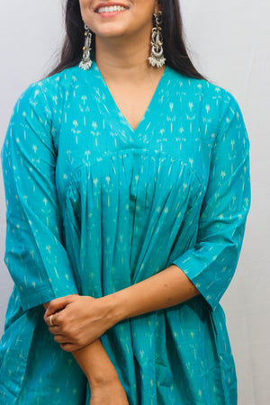 Copper Sulphate Blue Ikat Kurta