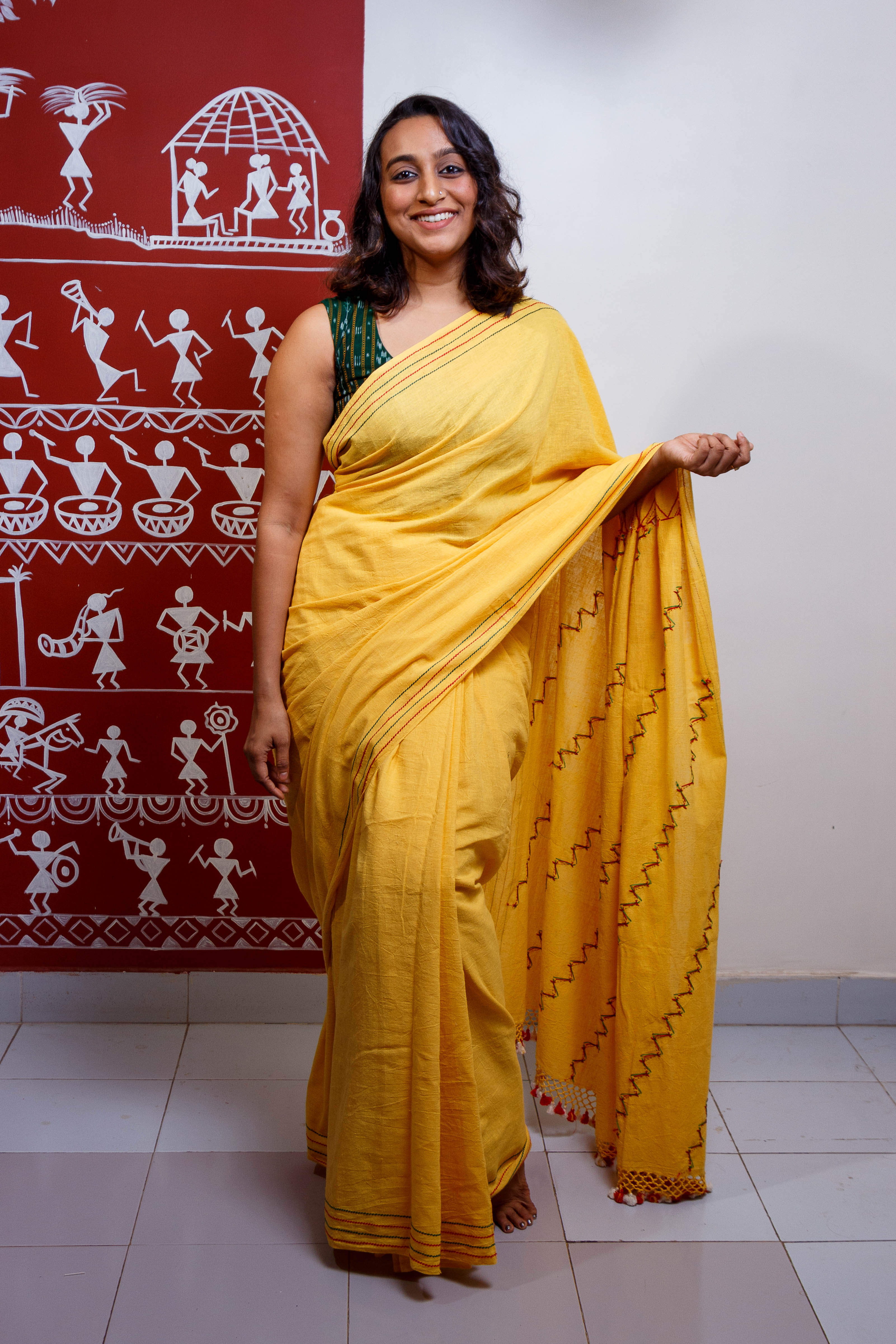 Yellow Embroidered Bhujodi