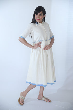 Khadi Dress- Off White - Kapaas N Resham
