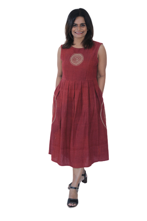 Maroon Kotpad Mandala Dress - Kapaas N Resham