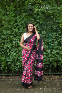 Telia Saree - Black and Maroon